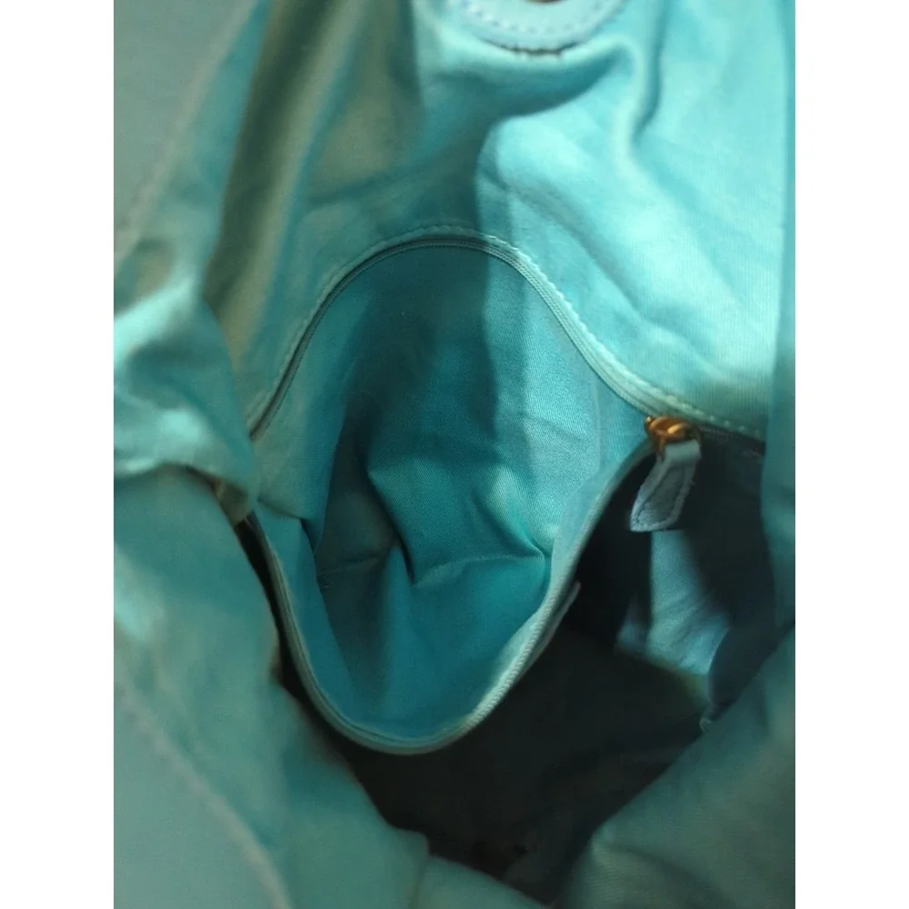 Fossil Erin Tidal Blue Soft Pebbled Leather Fold Over Crossbody Zipper Pockets